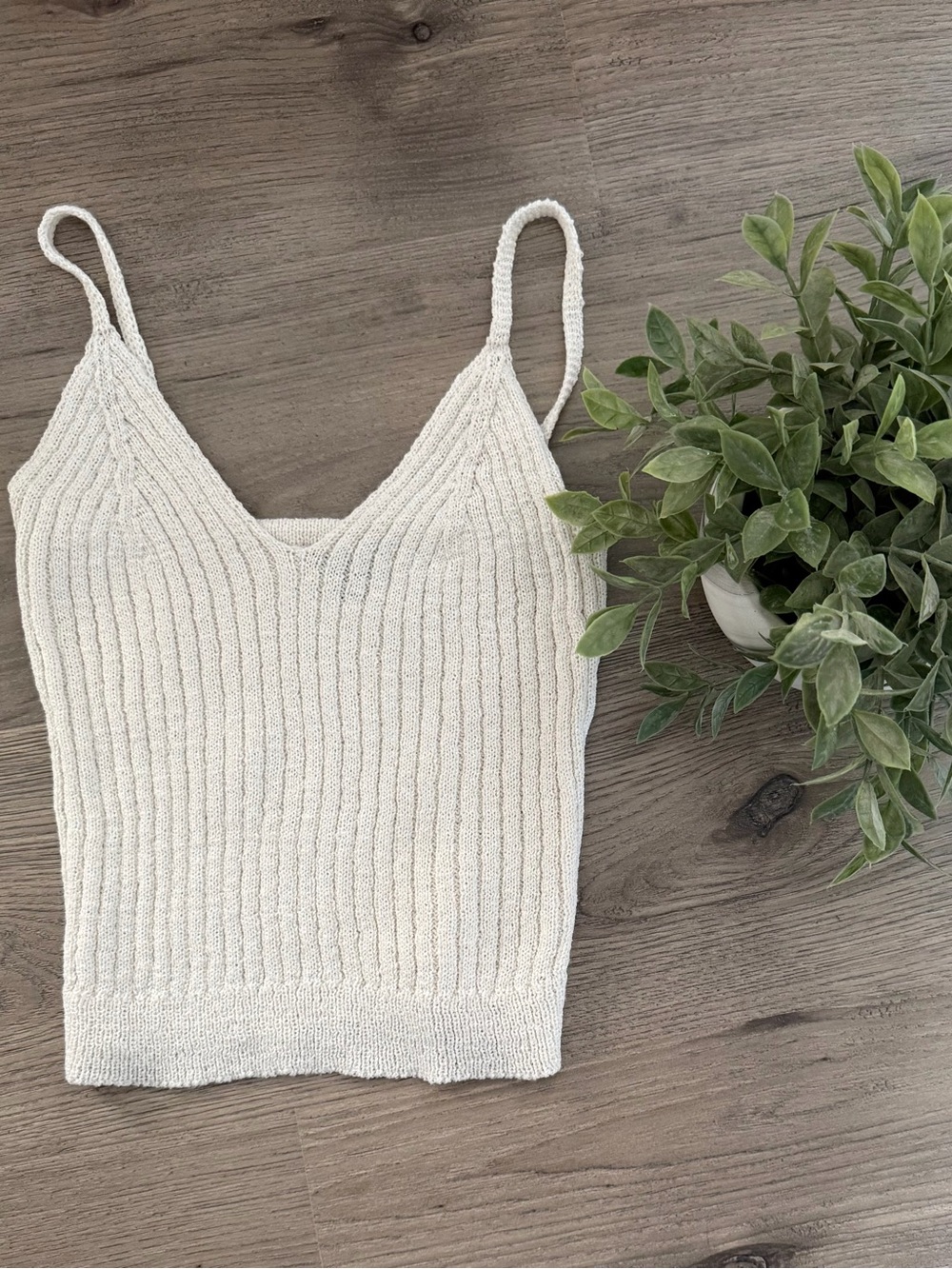wild fable Cream Ribbed V-Neck Cami